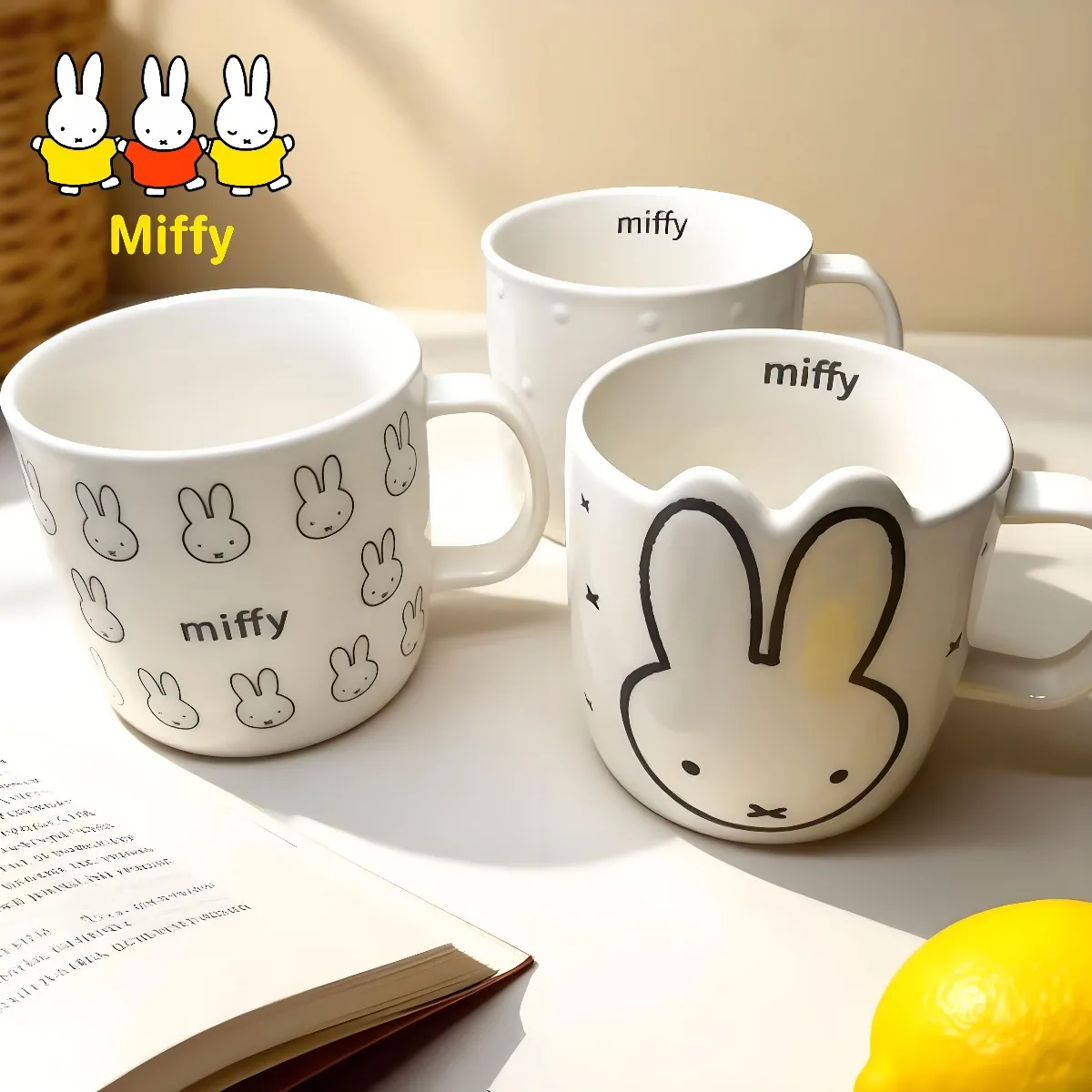 600ml Kawaii Miffy Rabbit Mugs Cute Miffy Rabbit Ins High Appearance Level, Large Capacity Ceramic Cups Home Milk Coffee Cups