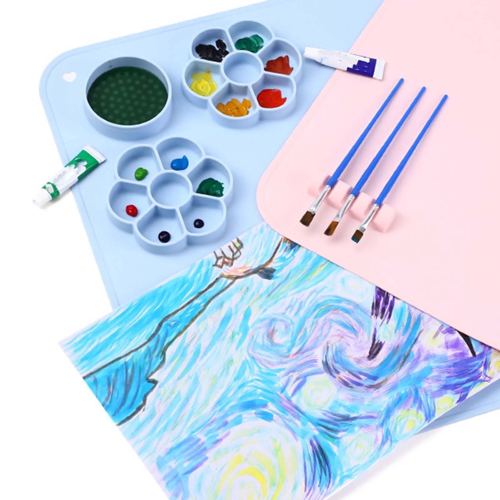 Silicone Craft Mat Multipurpose Silicone Art Mat Counter Table Protector for Kids Painting DIY Clay Project Art Supplies