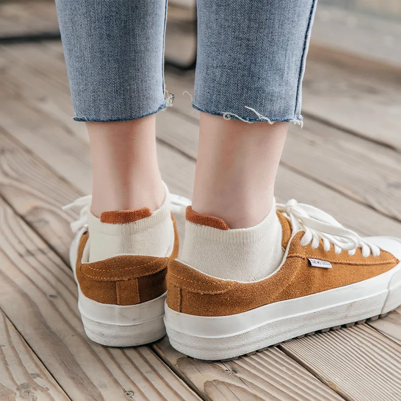10 Pairs of Women's Spring Autumn Solid Color Matching Simple Trend College Style Ankle Protection Summer Breathable Short Socks 5
