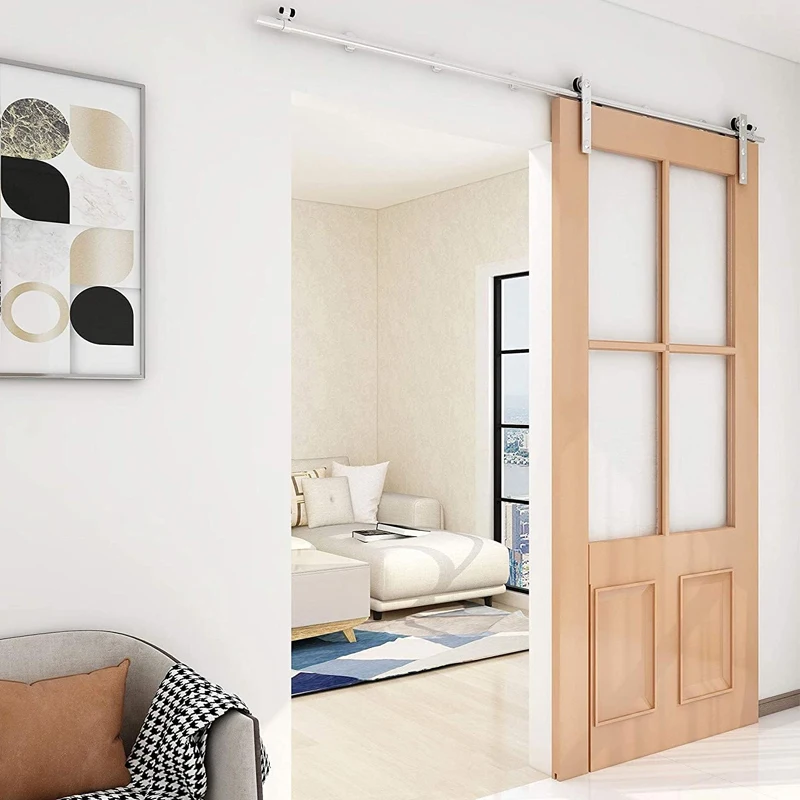 CCJH 4-6.6FTSliding Door Track Kit, Internal Stainless Steel Sliding Barn Wood Door Hardware System for Single