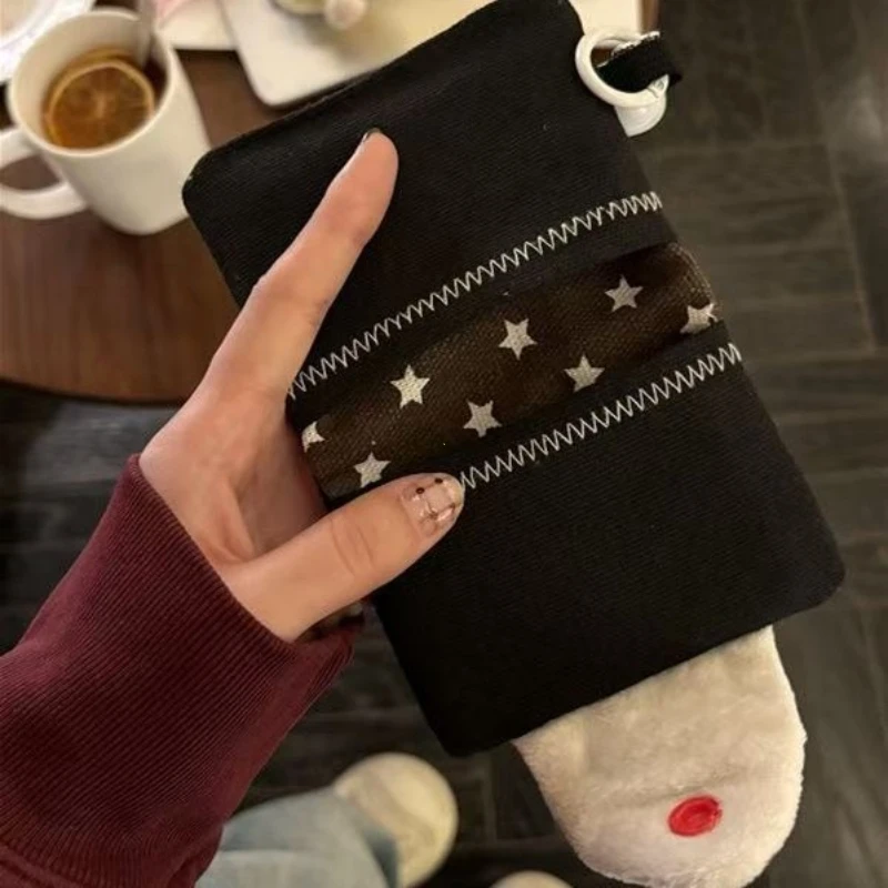 Cute Rice Ball Card Holder Coin Purse Money Card Integrated Canvas Portable Small Bag Storage Bag ID Bag Wallet Purses for Women