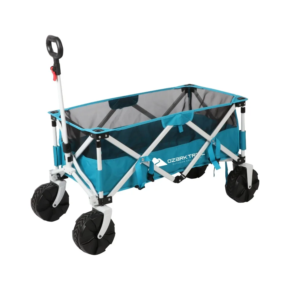 

Sand Island Beach Wagon Cart Blue Camping Trolley Outdoor and Camping Adult Handcart Folding Cart With Wheels Carts Hand Table