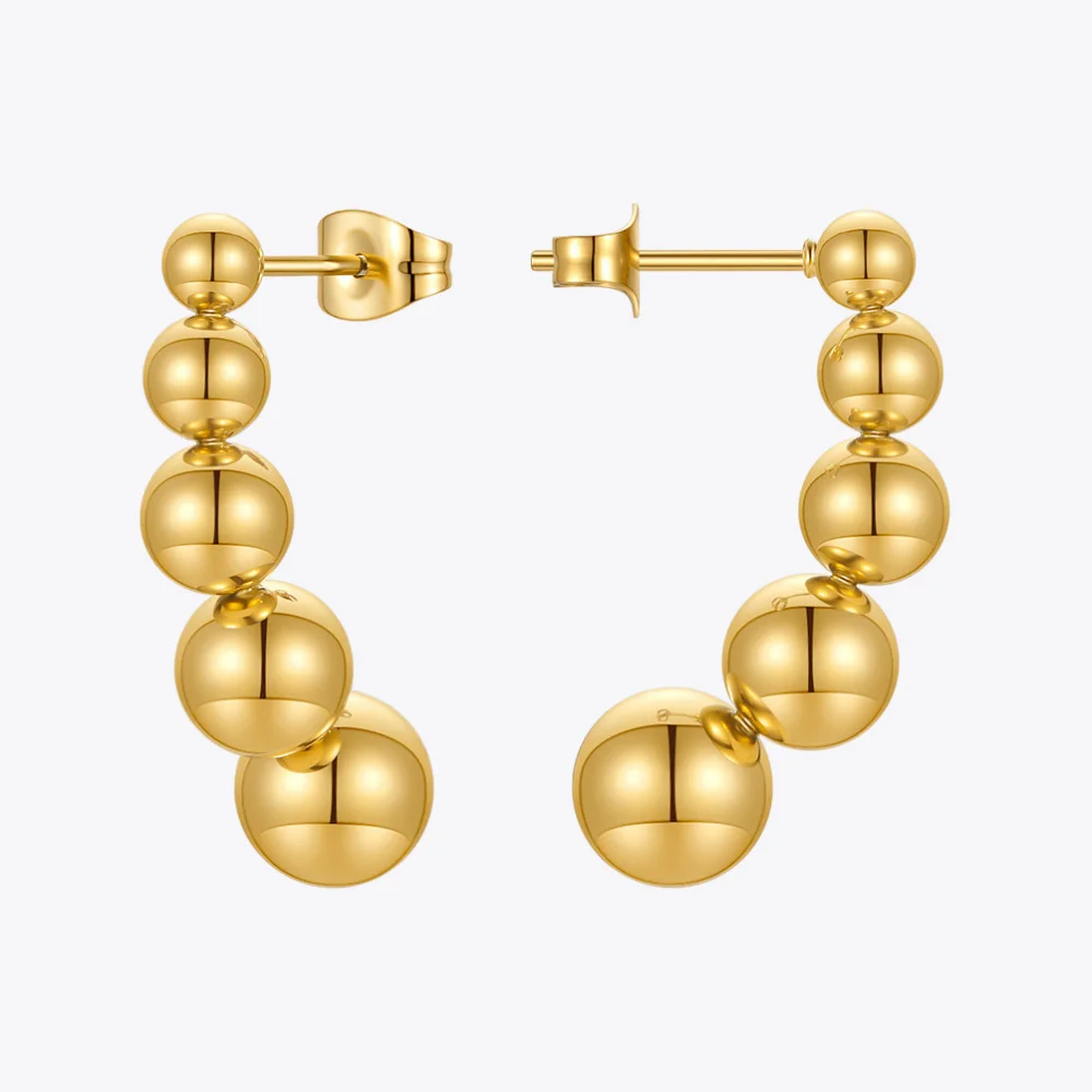 ENFASHION Piercing 5 Balls Earrings For Women Gold Color Drop Earring Stainless Steel Fashion Kewelry Christmas Kolczyki E211331
