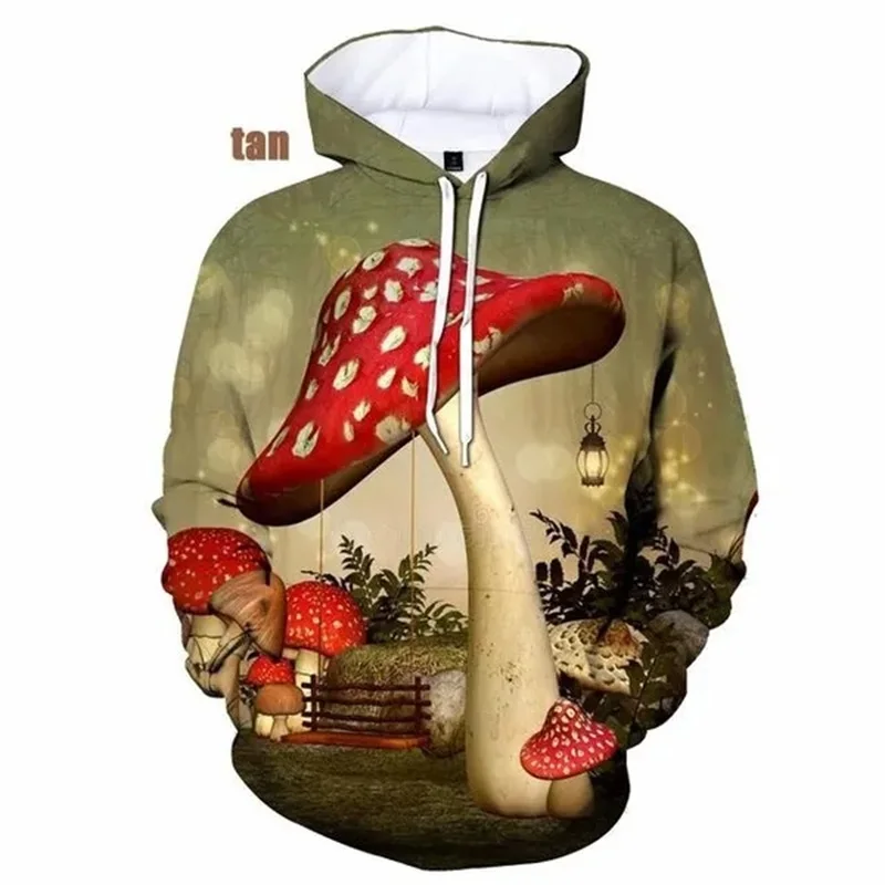 thumbnail image 1 of Sudadera con capucha con estampado 3D de hongos para hombre y mujer, sudadera con capucha de gran tamaño con estampado completo para primavera y otoño, ropa de diseñador para hombre, 1 of 5