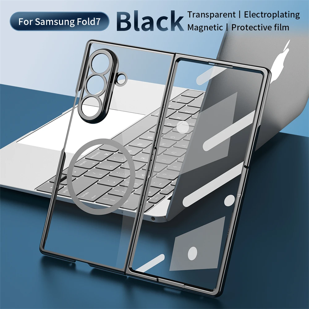 Magnetic Clear Phone Case with Wireless Charging for Transparent Folding Protection