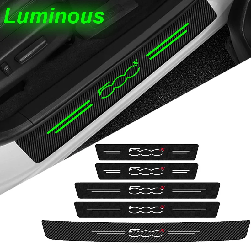Piastra Di Protezione Del Davanzale Della Portiera Dell'Auto Adesivo Luminoso Della Soglia Del Paraurti Del Bagagliaio Per Fiat 500X Logo Abarth Grand
