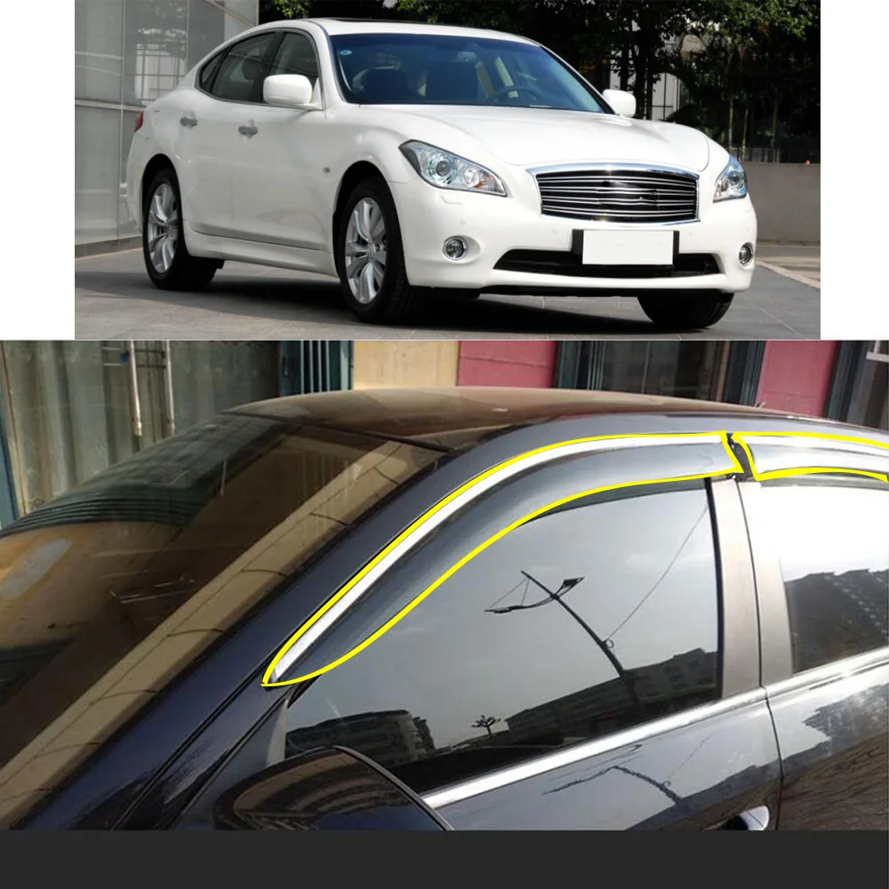 

Стикер для кузова автомобиля, пластиковое оконное стекло, ветрозащитный козырек, защита от дождя/солнца, вентиляционное отверстие для INFINITI M37 M35 M25 2011 2012 2013