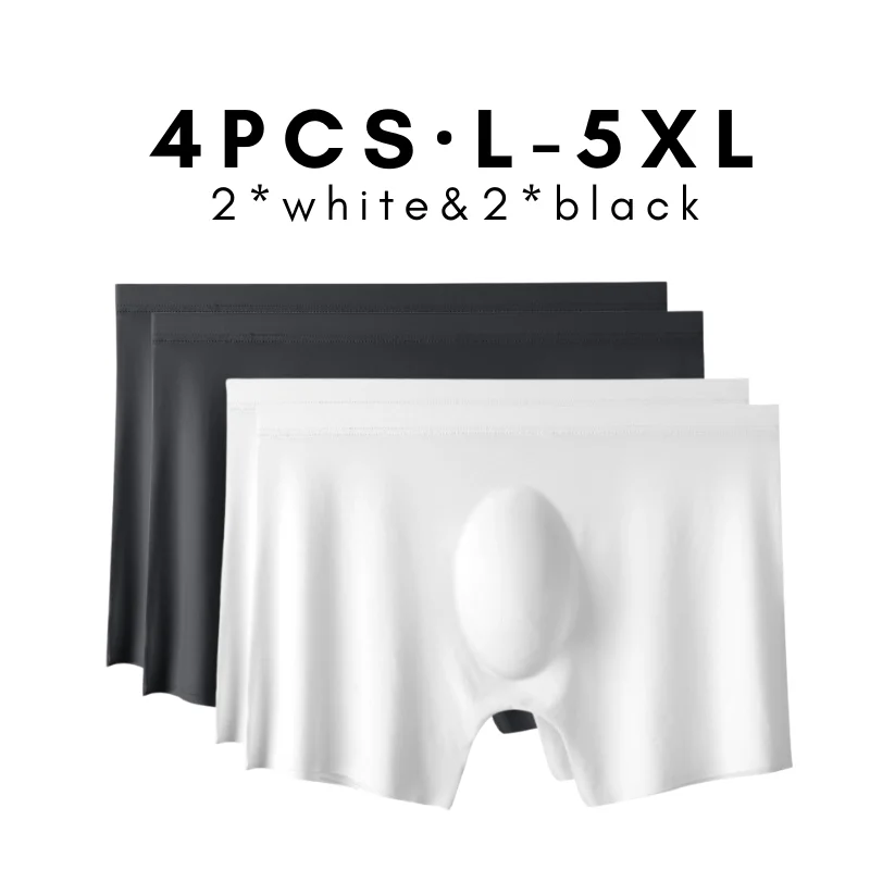 4pcs Men Boxers Men Panties Mens Ice Silk Seamless Underwear Ultra-thin Breathable Boxer Shorts For Male Underpants Boxershorts
