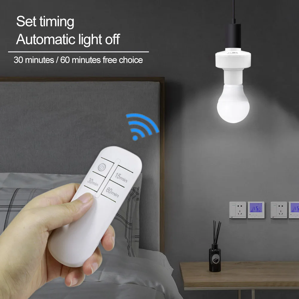 E27 Wireless Remote Control Smart Timer Switch Lamp Holder 110/220V House Multi Light Switch Living Room Bedroom Timer led lights lamp holder lamp bulb holder lamp base led lamp base