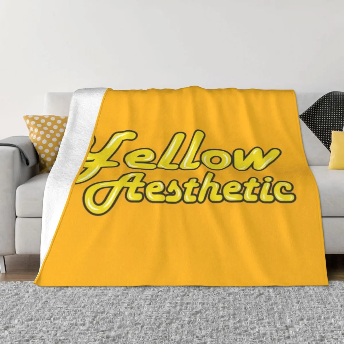 

Happy Yellow Aesthetic Soft Micro Fleece Blanket Cartoon Portable For Living Room AntiPilling