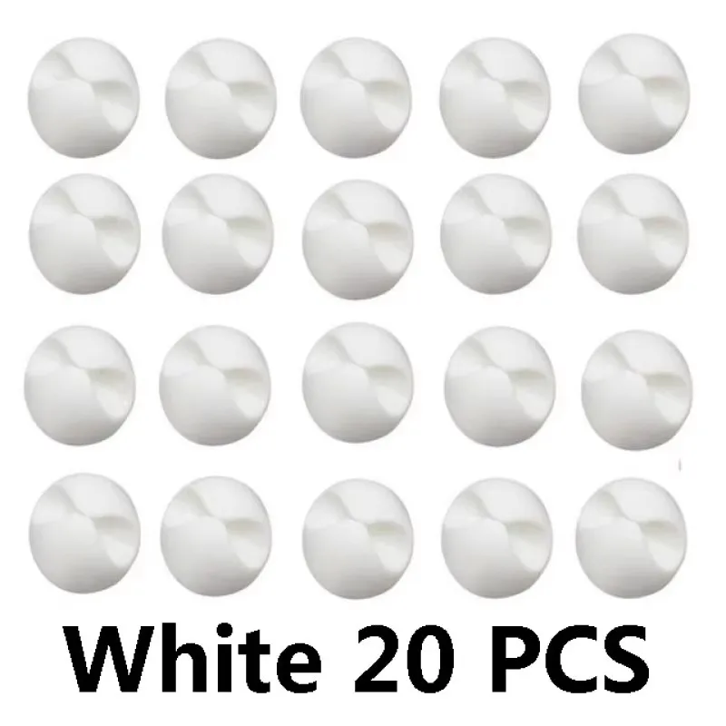 คลิปหนีบสายเคเบิล 20 ชิ้น ที่เก็บสายชาร์จแบบกลม ตัวจัดระเบียบสายไฟบนโต๊ะทำงาน ที่ยึดสายไฟแบบมีกาวในบ้าน สำนักงาน รถยนต์ 1