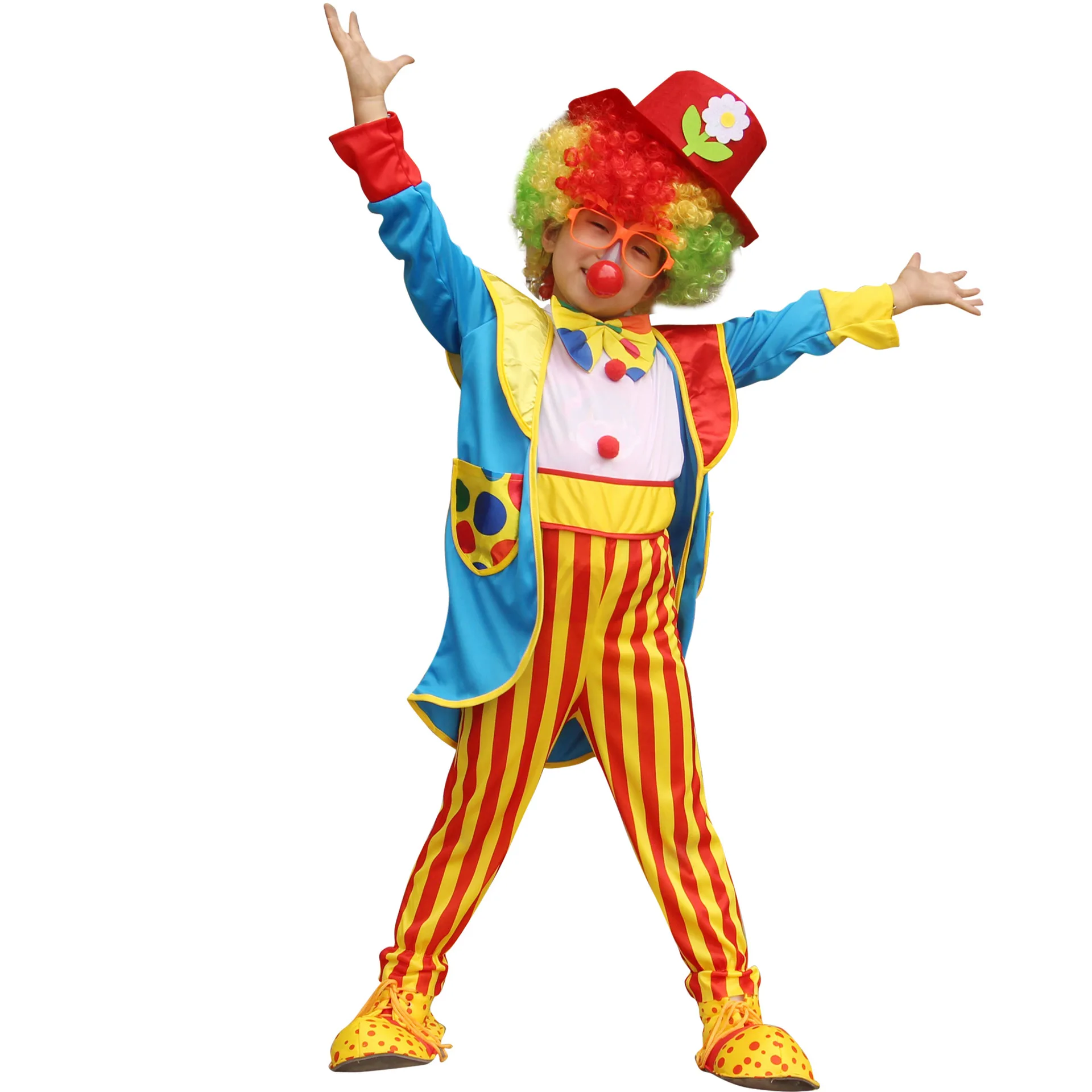 Parent-Child Clown Cosplay Jumpsuits Costume Adults Kids Colorful Circus Clown Tuxedo Costumes Circus Theme Party Birthday cosplay jumpsuit