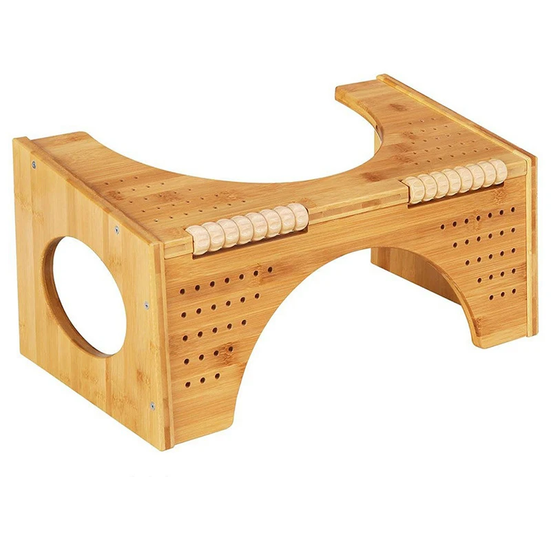 Easoger Taburete para inodoro de bambú, taburete plegable de 7 pulgadas,  taburete de baño de madera con capa antideslizante, capacidad de 330 libras