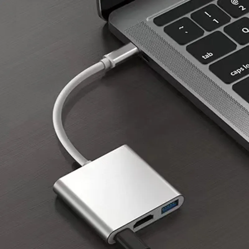 USB C HUB 3in1 Type C 3.0 to HDMI-compatible Docking Station PD Fast Charge 4K HDMI Adapter Splitter For MacBook