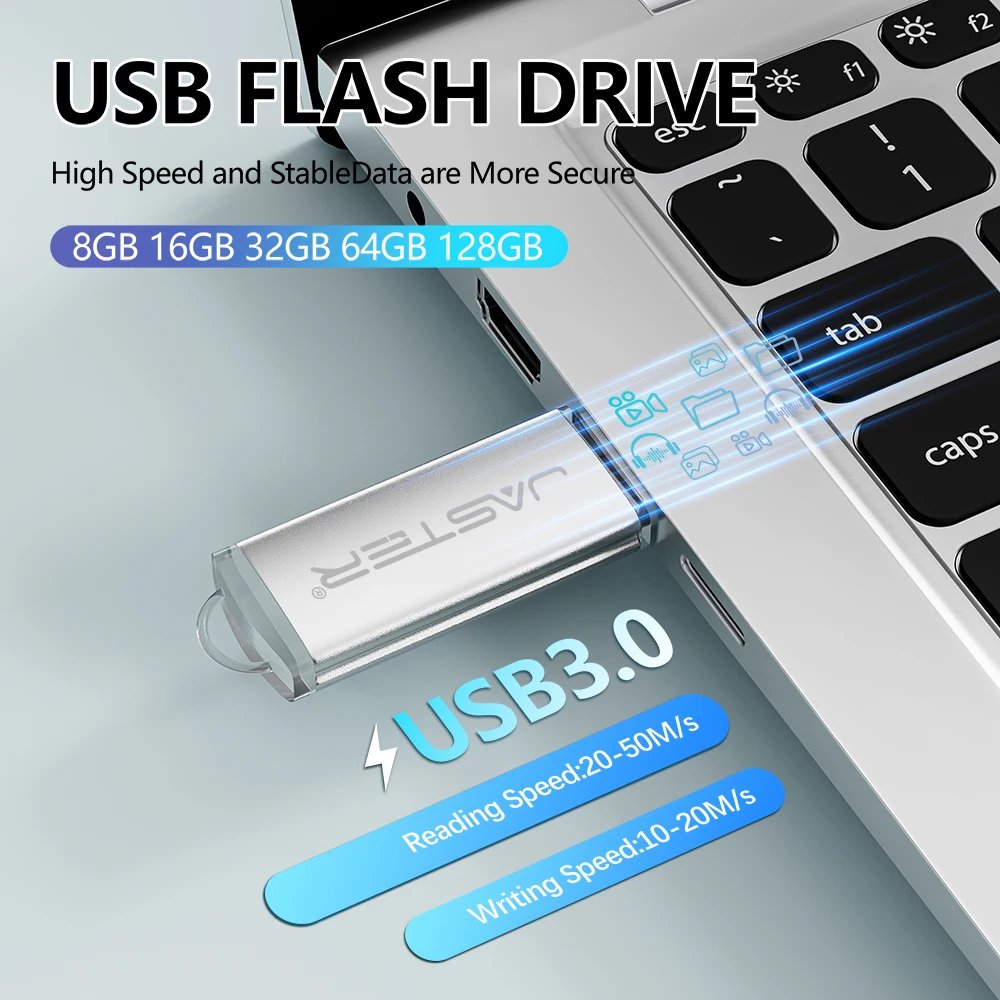 JASTER 비즈니스 선물용 USB 3.0 플래시 드라이브 128GB 고속 메모리 스틱 64GB 실제 용량 펜 드라이브 32GB 16GB 8GB 4GB U 디스크