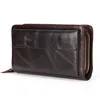 Business Genuine Leather Clutch Wallet Men Long Leather Phone Bag Purse Male  Large Size Handy Coin Wallet Card Holder Money Bag 1