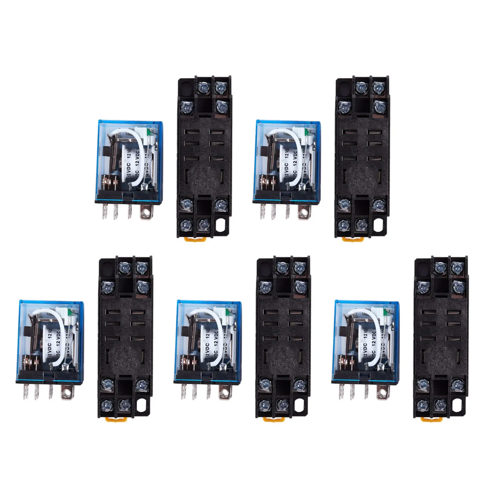 

5X 12V DC Coil Power Relay DPDT LY2NJ HH62P-L JQX-13F 10A with PTF08A Socket Base