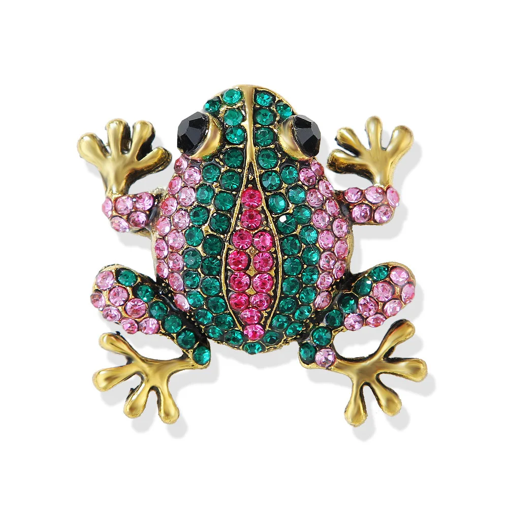 Rhinestone Frog Brooches For Women Fashion Animal Brooch Pin Female Coat Dress Pins Party Jewelry Gift