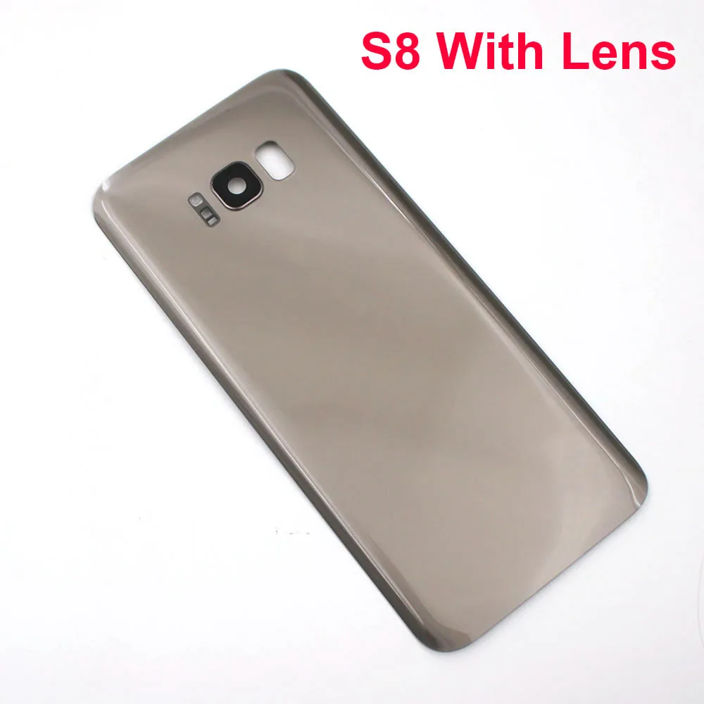 Premium Back Glass Replacement with Camera Lens Frame + Logo for Samsung Galaxy S8/S8+ Battery Cover Repair