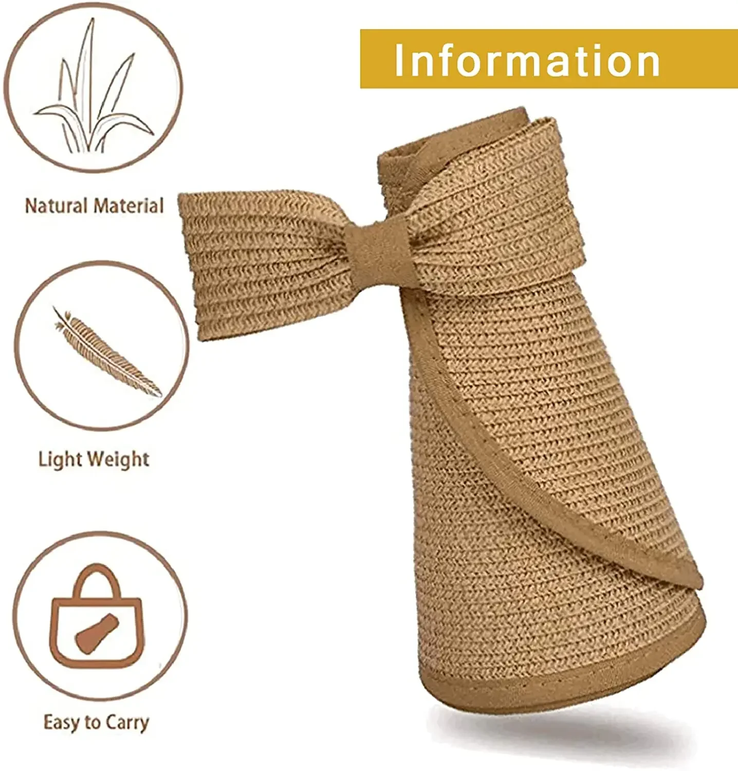 New Women's Sun Hat UPF 50+ Protecetion Wide Summer Hat Brim Roll-up Straw Bow Sun Visor Hats Foldable Topless Beach Hats