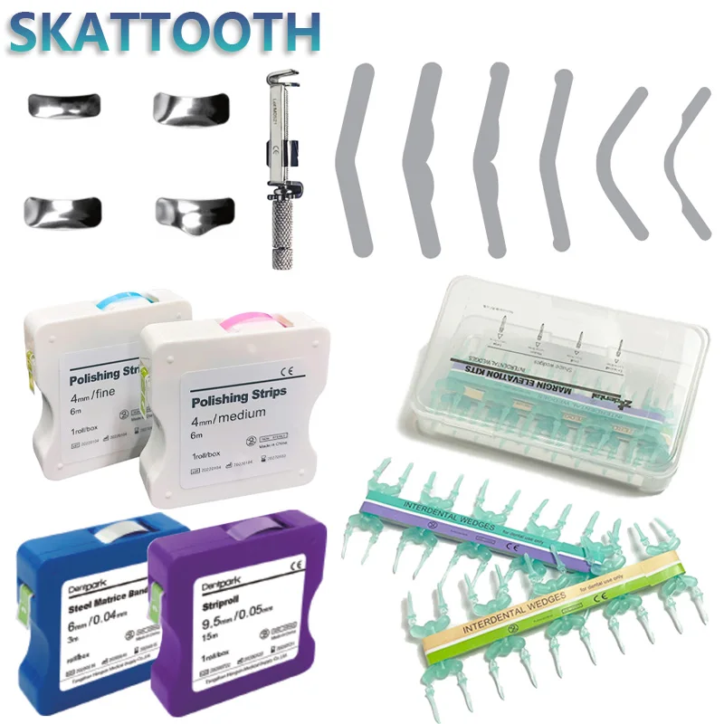 

1set Dental Gingival Wall Lifting Set with Tofflemire Matrix Bands Sectional Contoured Matrices Polishing Strips Dentistry Tools