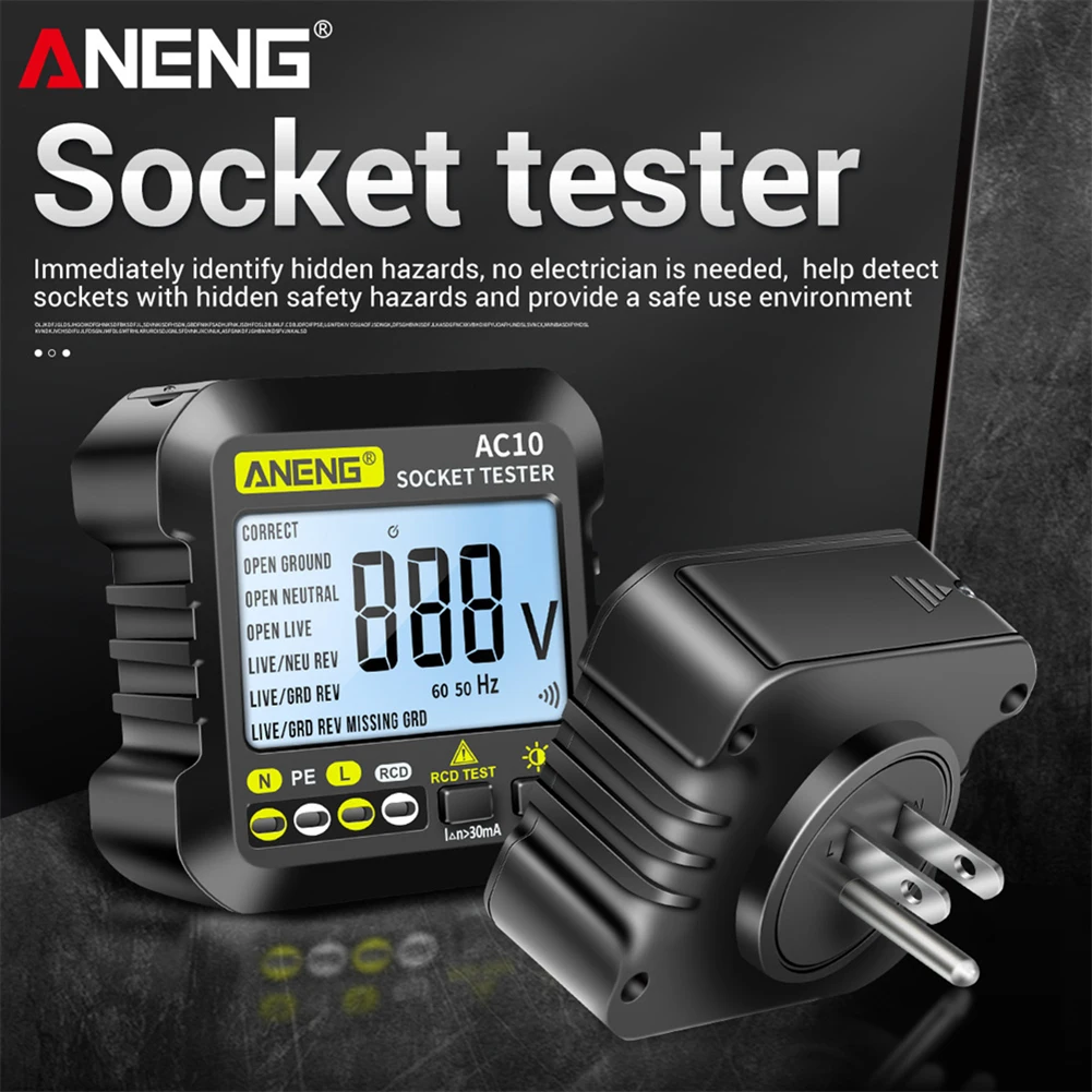 Aneng Smart Socket Tester Plug Detector Digital Power Outlet Voltage
