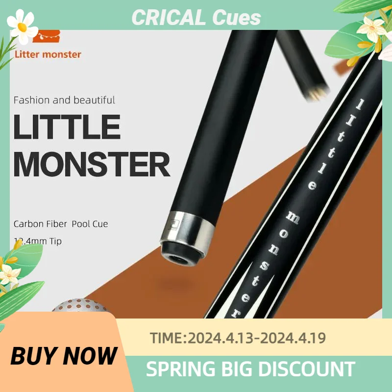 Little Monster Billiards Carbon Fiber Shaft, 12.4mm Tip, 1/2 Split Cue Uniloc Joint Pool Cue Stick, Carbon Fiber Technology Cue