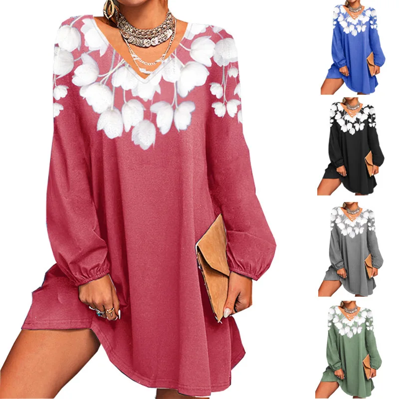 

2023 Spring and Summer Europe and America Women New Printed Sexy Knit Dress Women
