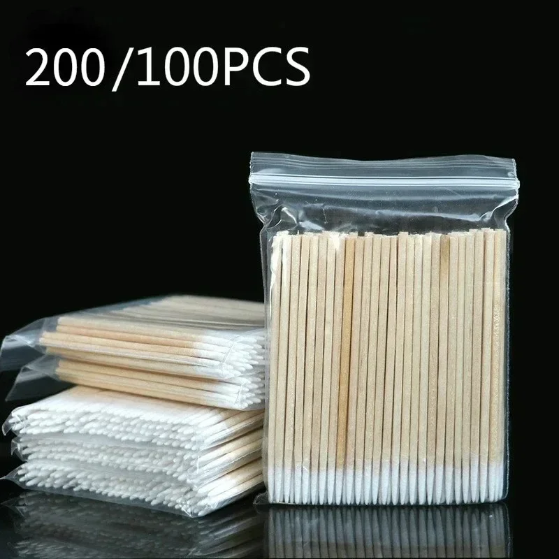 

Disposable Cotton Swab Lint Free Micro Brushes Wood Cotton Buds Swabs Ear Clean Stick Eyelash Extension Glue Removing Tool