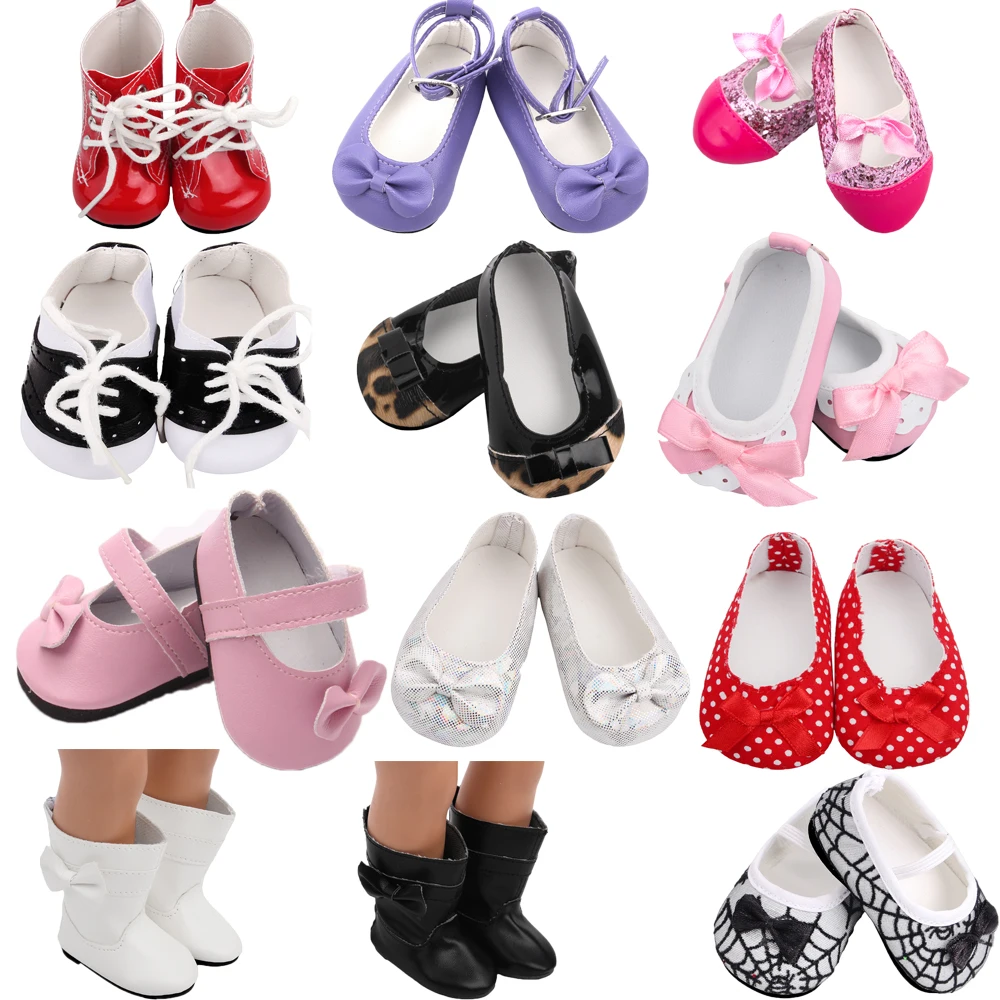 Round Head Princess Dress Socks Red Boots Shoes Baby 18 Inch Girl Doll American Toy Accessories Fit 43Cm Newborn Baby Doll