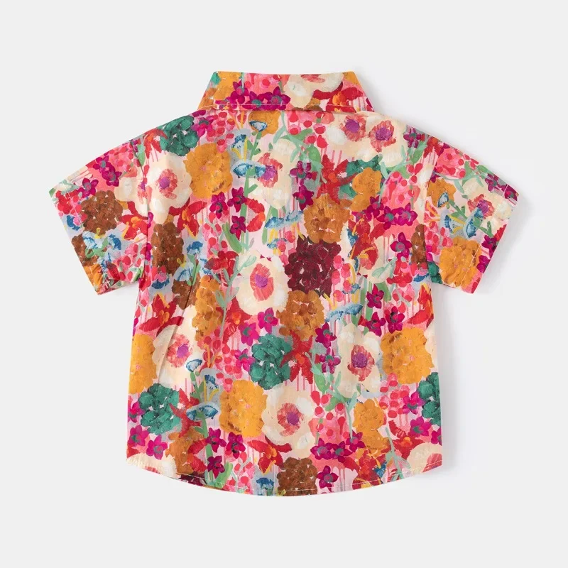 Boys' Graffiti Short Sleeved Shirts, Summer Children's Printed Shirt, Boys' Baby Flower Shirt Blouse Blusa Infantil