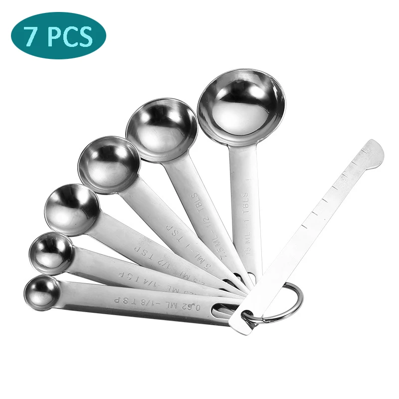 7 PCS Stainless Steel Measuring Cups For Baking Coffee Tea Kitchen  Measuring Spoon Scales Scoop Set Measuring Tools Easy To Grip - AliExpress