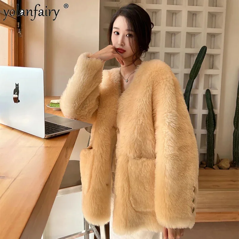 

Pure Wool Sheep Shearing Fur Coat Women's Jacket 2023 Autumn Winter New Clothing Female Composite Integrated Jackets FCY