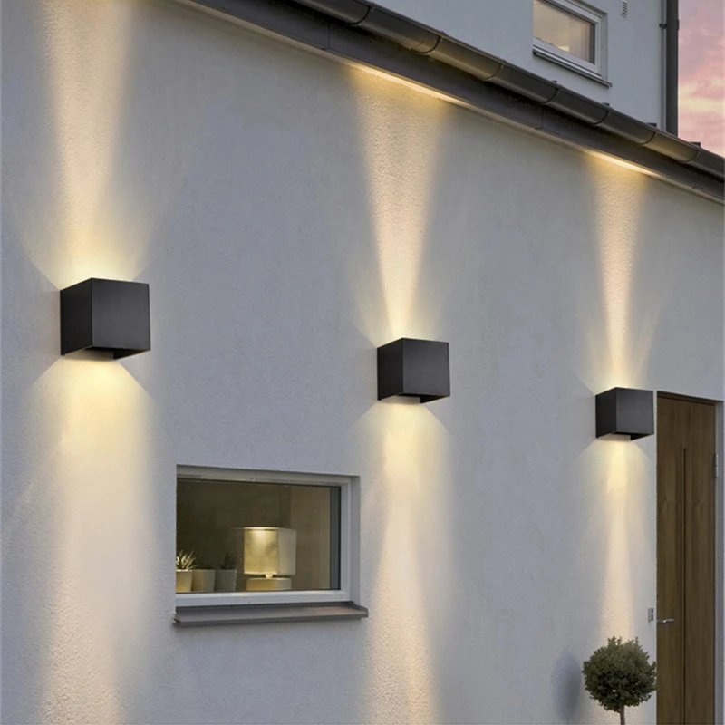 Outdoor RGB LED Wall Lamp 9W Cube Adjustable Waterproof IP65 Garden Sconce Balcony Bedroom Stair Wall Lighting Fixture AC85-265V