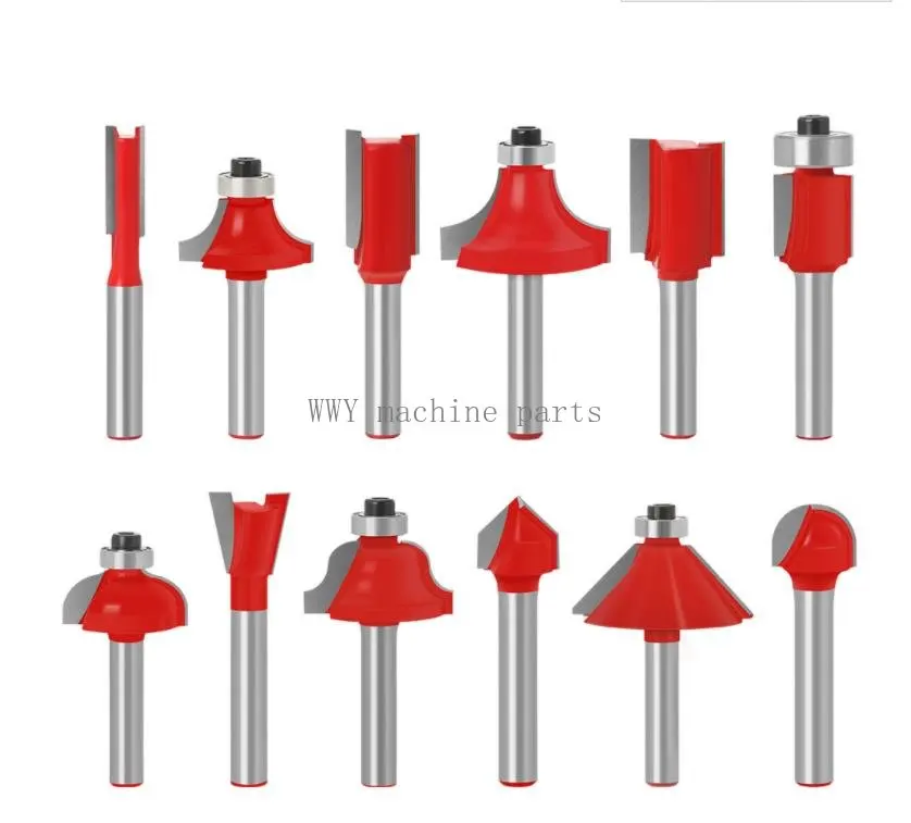 12 Pieces Woodworking Milling Cutter Knife Set 6 Handle 1/4 Handle 8 Wooden Box Set Trimming Knife Straight