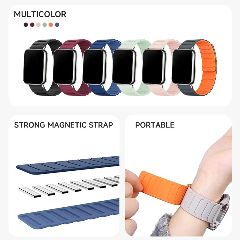 รูปสินค้า สายซิลิโคนแม่เหล็กสำหรับ Mi Band 9 Pro 8 Pro รัดข้อมือระบายอากาศได้