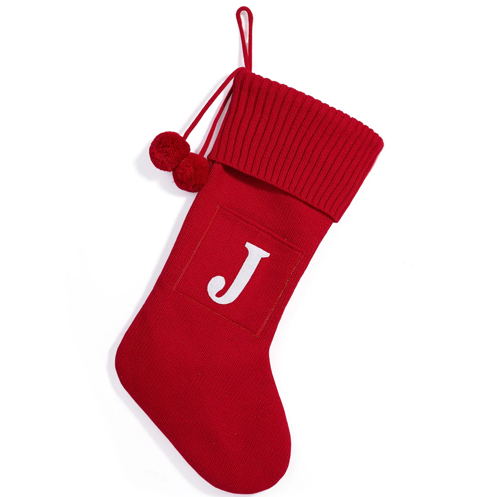 thumbnail image 1 of Medias navideñas con letras, nuevas decoraciones tejidas para el árbol de Navidad, colgantes para el hogar, regalo de Navidad, calcetines navideños con alfabeto de copos de nieve, 1 of 5