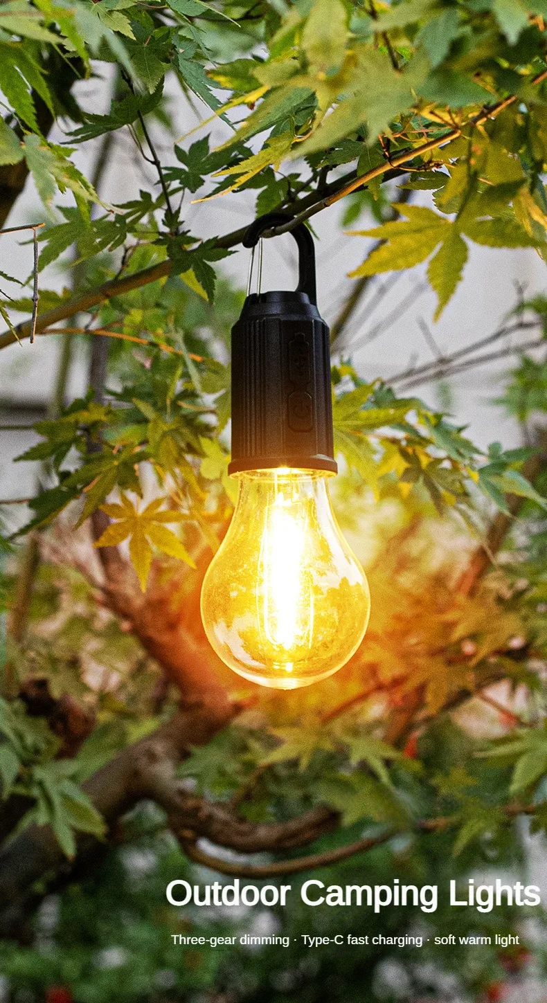 Outdoor Mini Camping Light Tungsten Filament Rechargeable 2 Lighting ModesLED Bulb for Home Outdoor Emergency Waterproof Lamp - Emitting Color : Blue - Emitting Color : changeable - Emitting Color : Green image 1 undefined