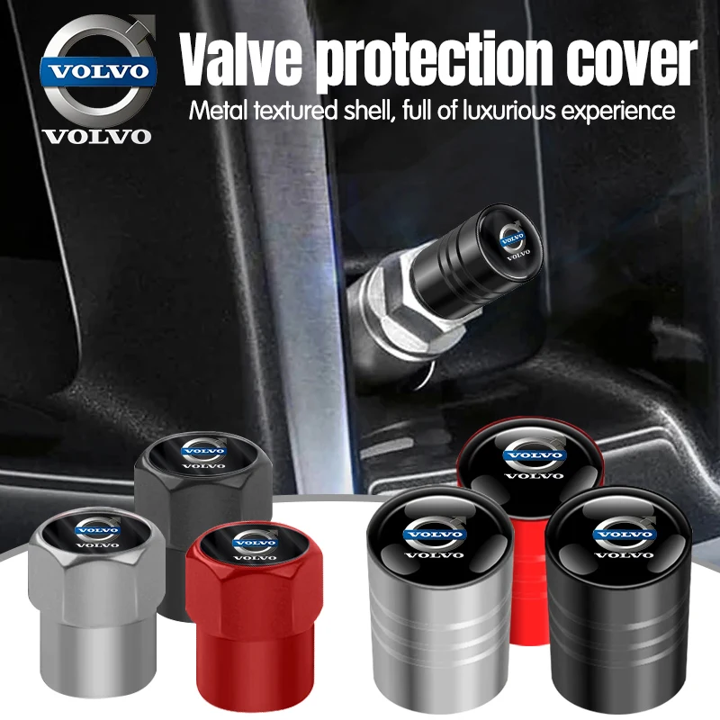 4Pcs/Set Car Wheel Tire Valve Caps Metal Stem Cover For Volvo XC90 S60 ...