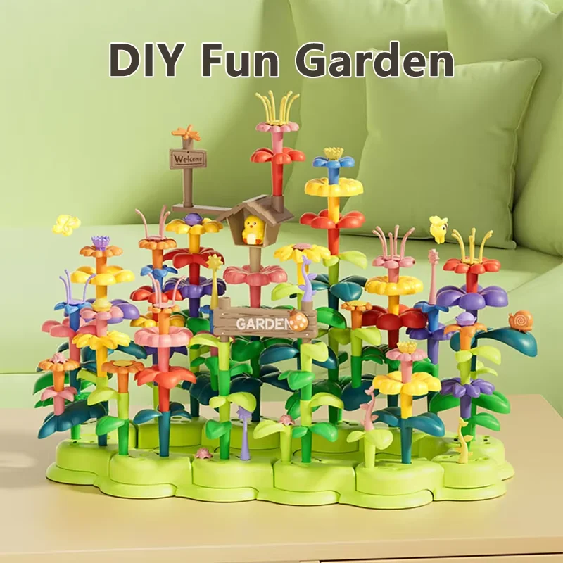 Block Garden Plant Ornaments Potted Flowers Diy Building Blocks Puzzle Child Creativity Toys Potted plant Small Particle Flower