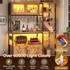 Itaar Bakers Rack with Power Outlet and LED Light, 45.3 Inch Farmhouse Coffee Bar Cabinet, Kitchen Microwave Stand with Storage 6