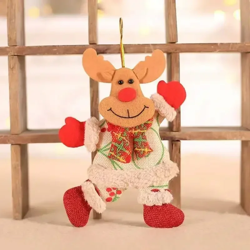 Merry Christmas Plush Doll Ornaments Santa Claus Snowman Elk Pendant Xmas Tree Hanging Decorations Festive Party New Year Decor