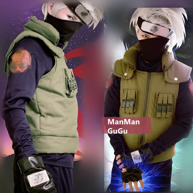 Anime Naruto Hatake Kakashi Cosplay Costume Vest Headband Wig Christmas  Outfits