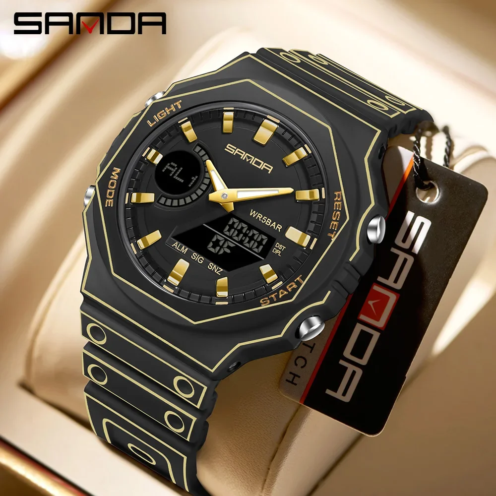 Dual Display Luminous Wristwatch with Stopwatch and Alarm