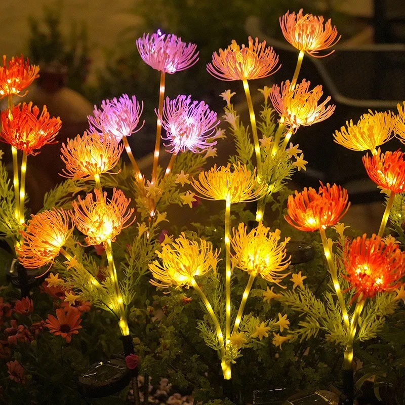 Solar LED 3 Head Flower Lights Waterproof Lights Solar Flower Lights For Garden Decorative Yard Lawn Mother's Day Easter Decor solar lights