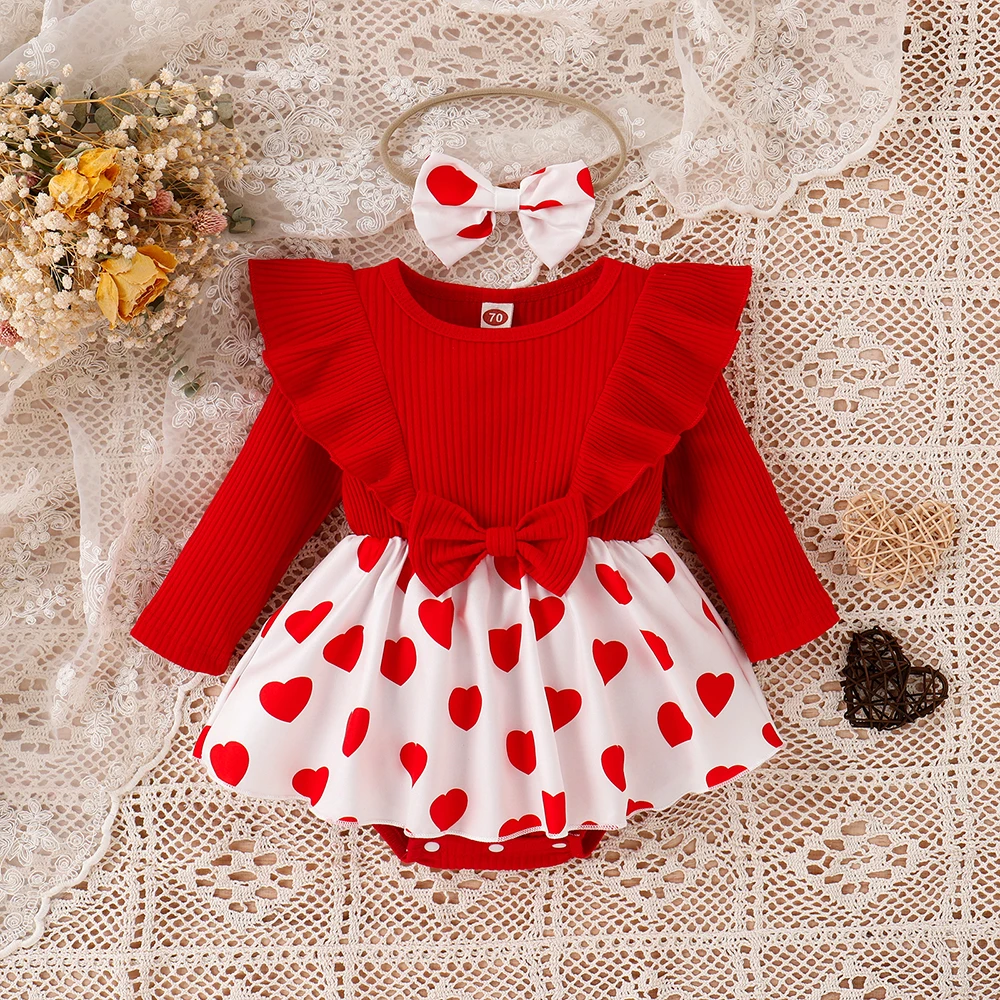 

3-18M Romper Dress For Baby Girls Clothes Set Jumpsuit Long Sleeve Toddler Newborn Infant Outfit Spring Children Clothing Costum