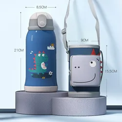 Termo con pajita para niños, taza de agua de doble uso para estudiantes de escuela primaria, tetera especial para guardería, 550ML