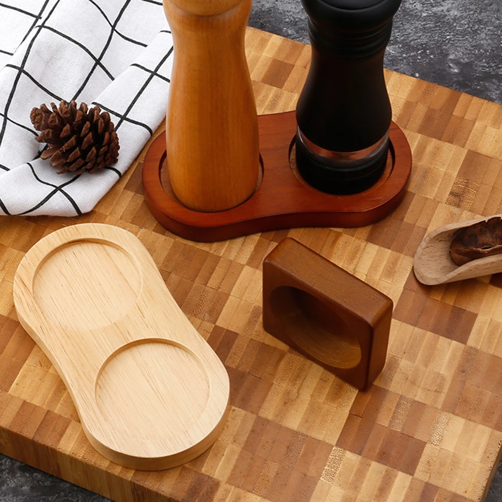 Pepper Mill Tray Bamboo Tea Tray Salt Pepper Shaker Stand Tray Wood Kitchen Storage Holder Bamboo Wood Pot Tray Kitchen Tools 4