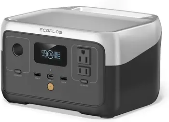 ECOFLOW-Estação de Energia Portátil RIVER 2, Bateria LiFePO4, 1 Hora de Carregamento Rápido, 2 Até 600W Tomadas AC, Gerador Solar, 256Wh