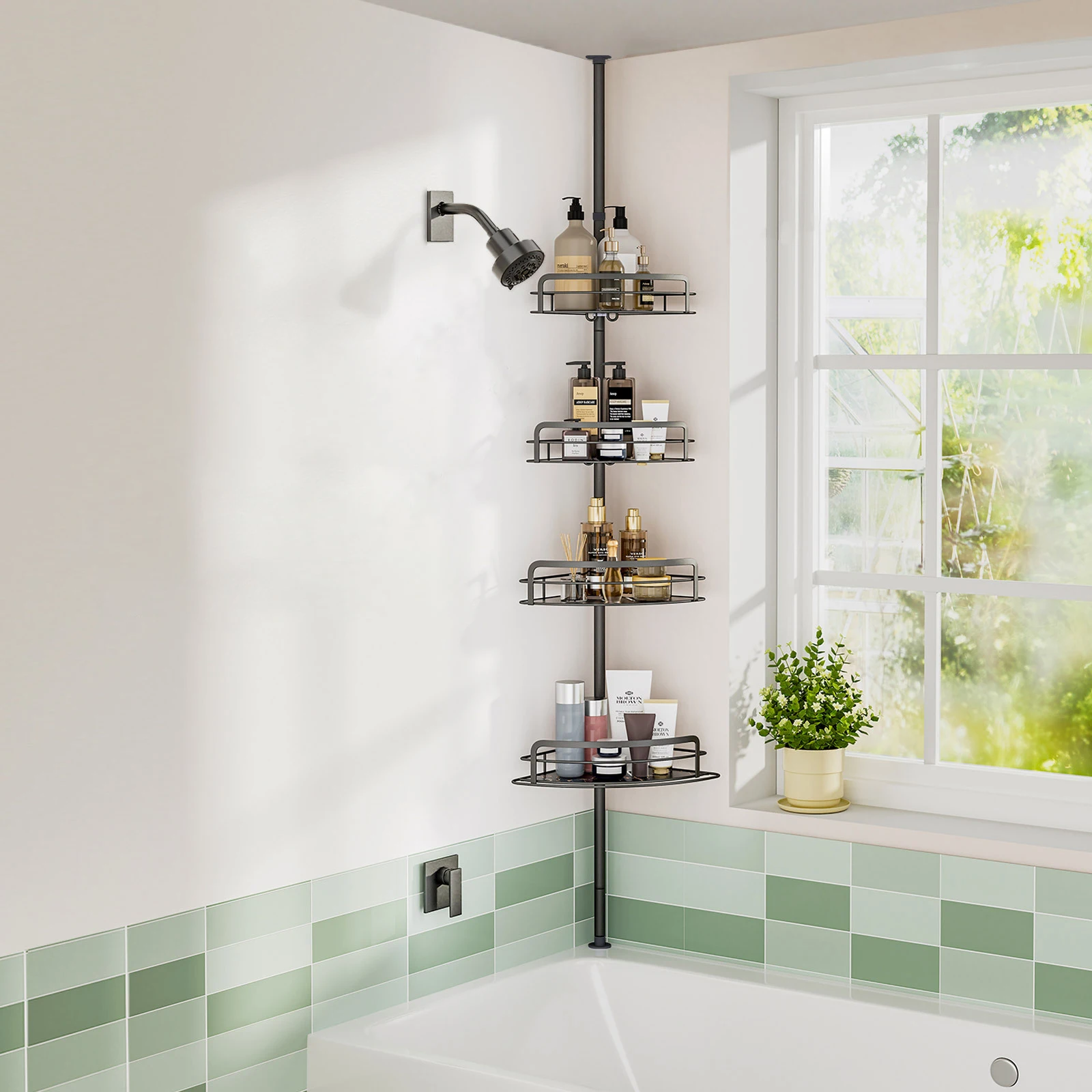 Shower Room Top Rack Bathroom Triangle Rack Toilet Storage Rack Floor-Standing Punch-Free Bathroom Accessories